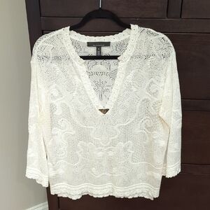 White Lace Knit Top